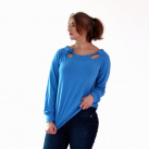 Blankytně modrá raglánová halenka s vázáním