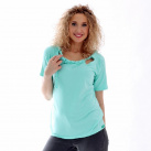 Mentolová halenka s vázáním krátký rukáv