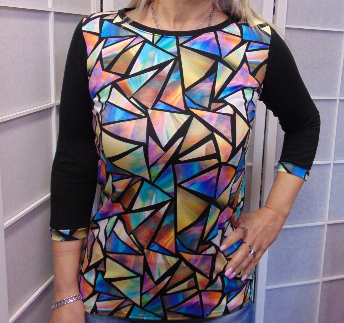 Tričko s 3/4 rukávem - vitráž (bavlna)