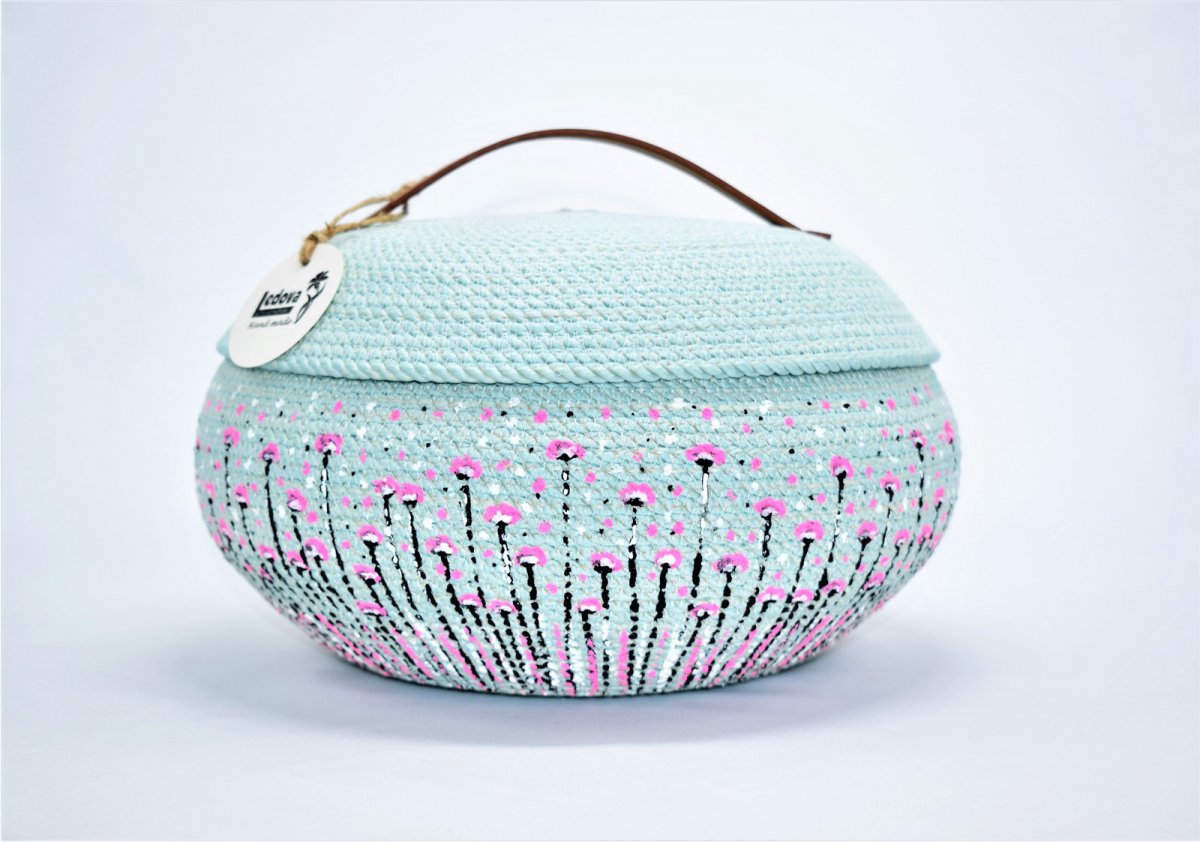 Velká buclatá mísa/košík s poklopem a malbou 1322