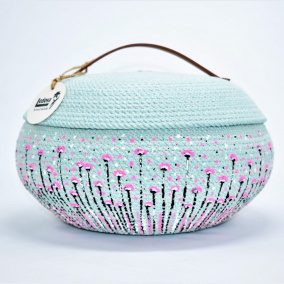 Velká buclatá mísa/košík s poklopem a malbou 1322