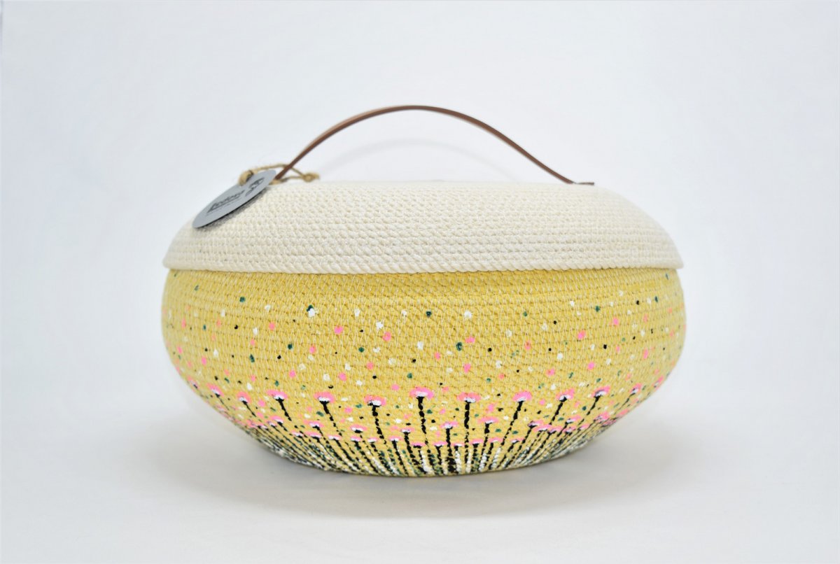 Velká buclatá mísa/košík s poklopem a malbou 1324