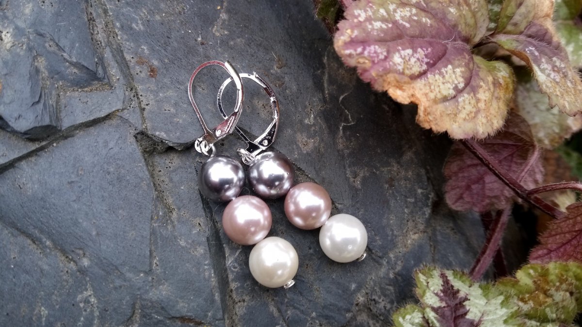 Tříbarevné shell perly náušnice na chirurgické oceli