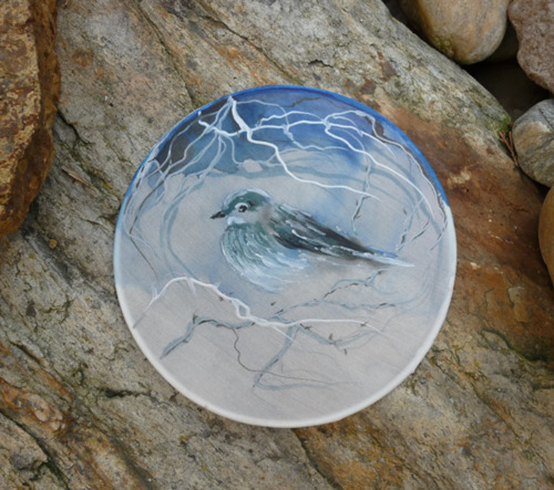  Malované hedvábí " Modrý ptáček"