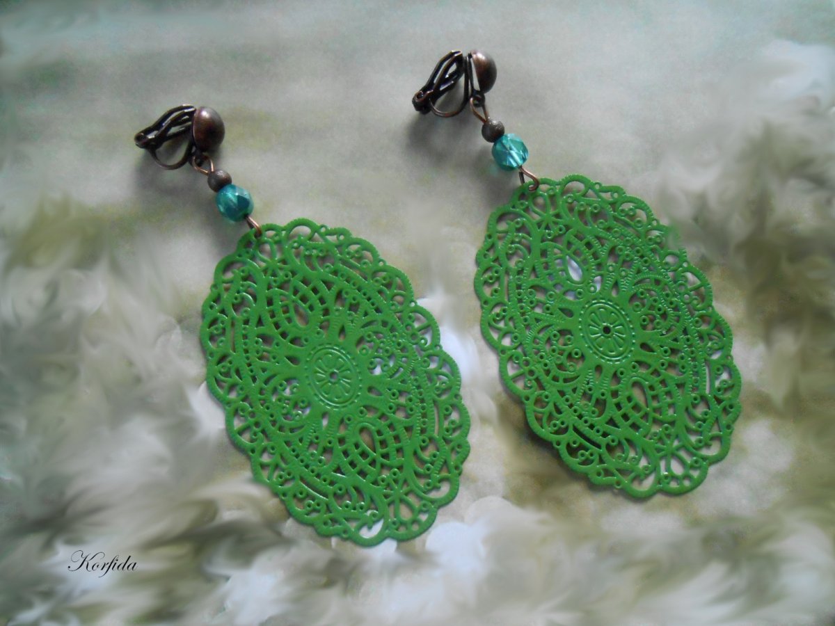 Náušnice zelené klipsy