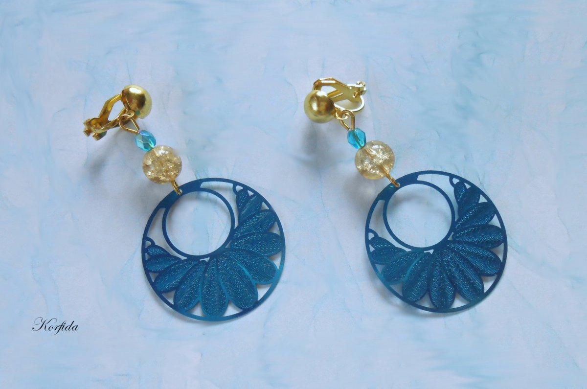 Náušnice klipsy tyrkysové kolečko