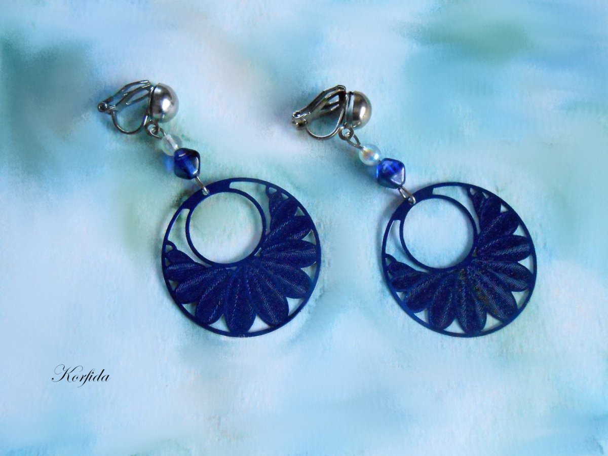 Náušnice klipsy modré kolečko (36/19)