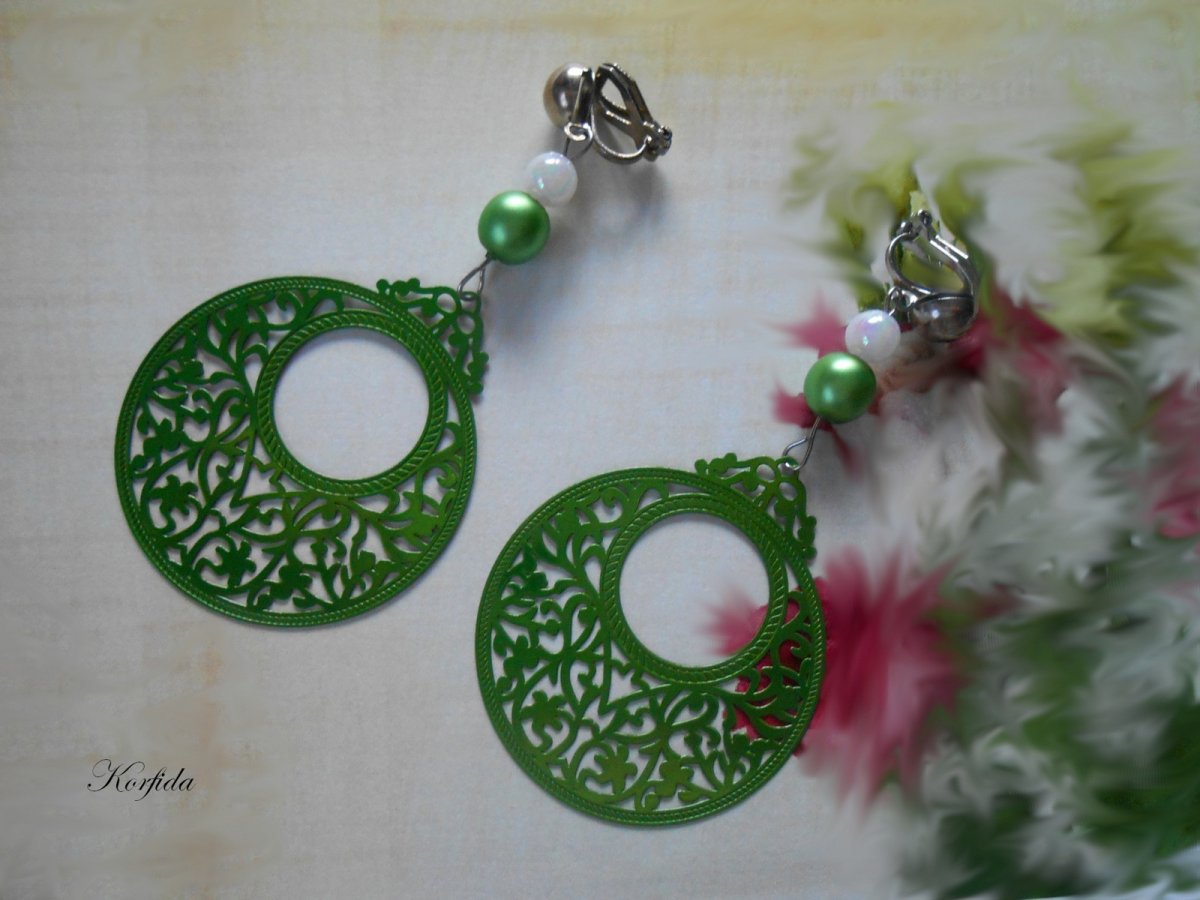 Náušnice zelené klipsy