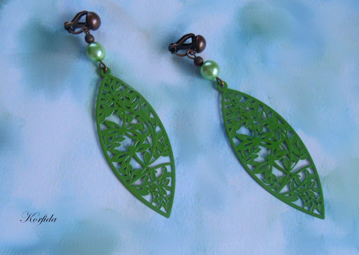 Náušnice zelené klipsy