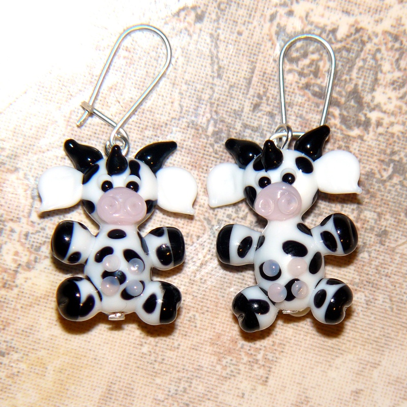 Náušnice kravička - vinutá perle