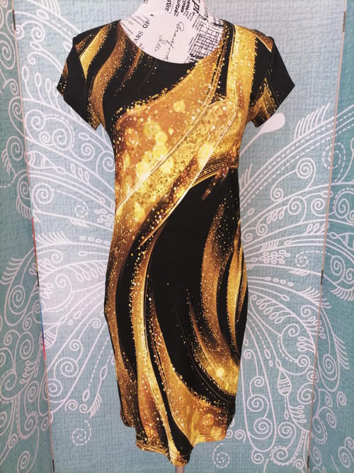 Dámské šaty zlatá na černé