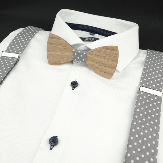 Set Dřevěný Motýlek a Šle - Šedý