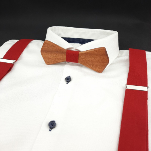 Dřevený Motýlek a Šle Vínovo Bordový