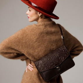 Kožená kabelka midi N 42 - tmavě hnědá