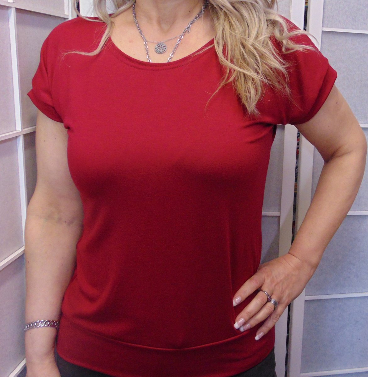 Tričko - barva tmavě červená (viskóza)