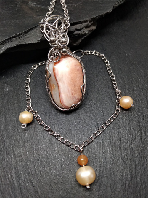 Souprava karneol, perly říční