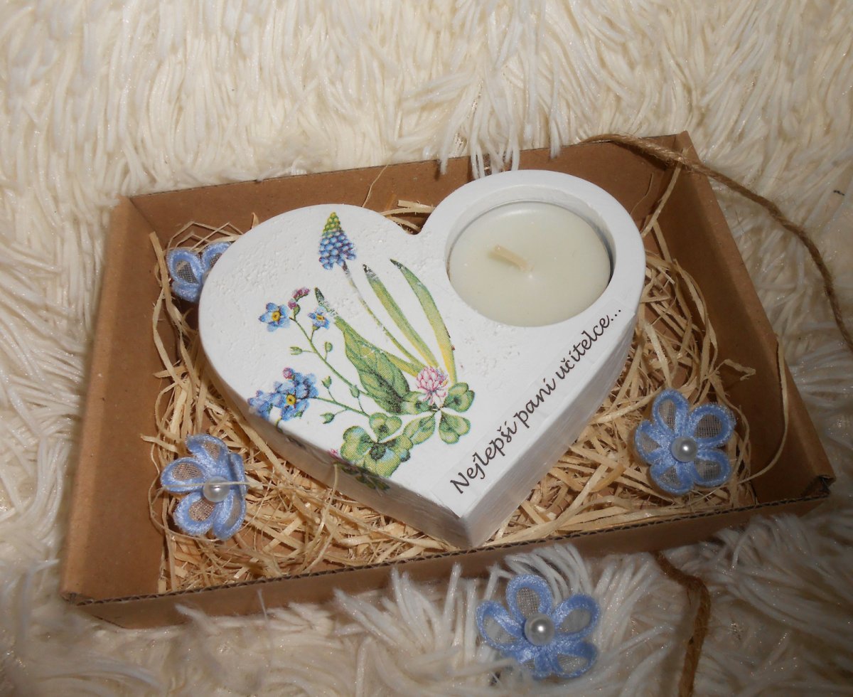 Pro paní učitelku - srdce, svícen