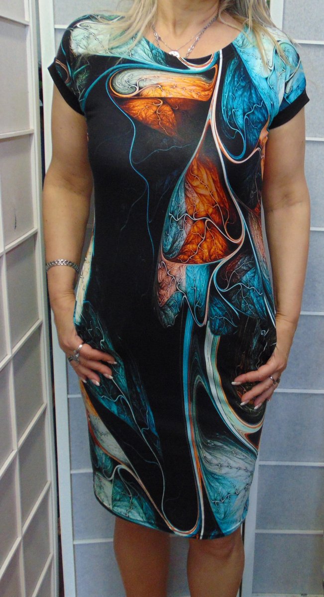 Šaty s kapsami - abstrakce (bavlna)