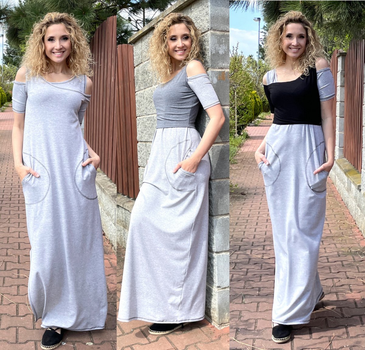 Šaty 2v1 dlouhé rovné světle šedé