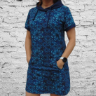 Šaty s kapucí - ledové květy (bavlna)