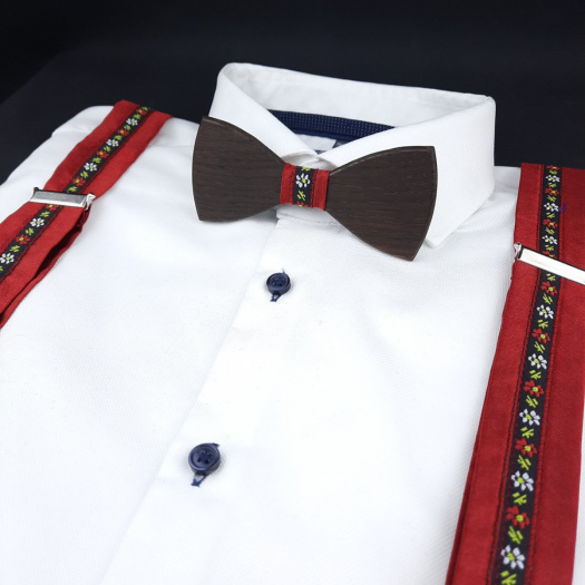 Bordový Set Dřevěný Motýlek a Šle