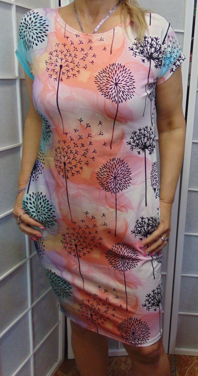 Šaty s kapsami - pampelišky (bavlna)