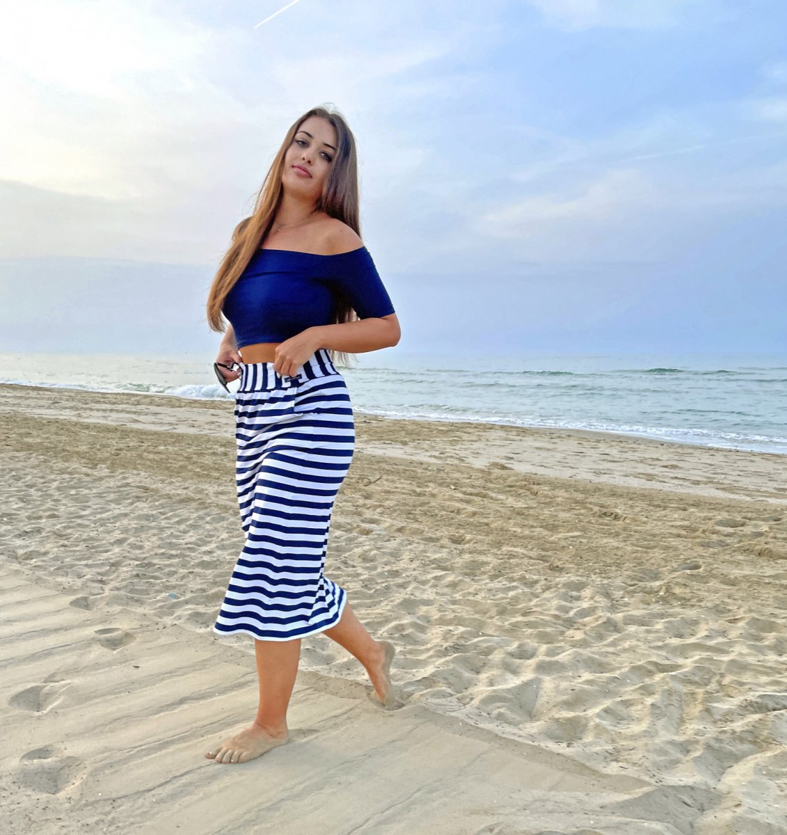 Pruhovaná sukně - délka 70 cm