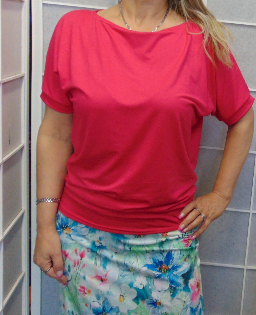 Volné tričko - barva sytě růžová (viskóza)