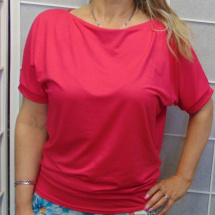 Volné tričko - barva sytě růžová S - XL