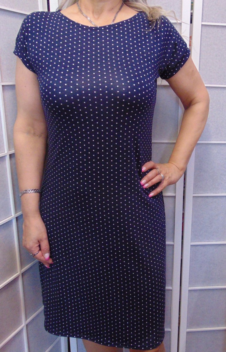 Šaty - puntíky na tmavě modré (viskóza)
