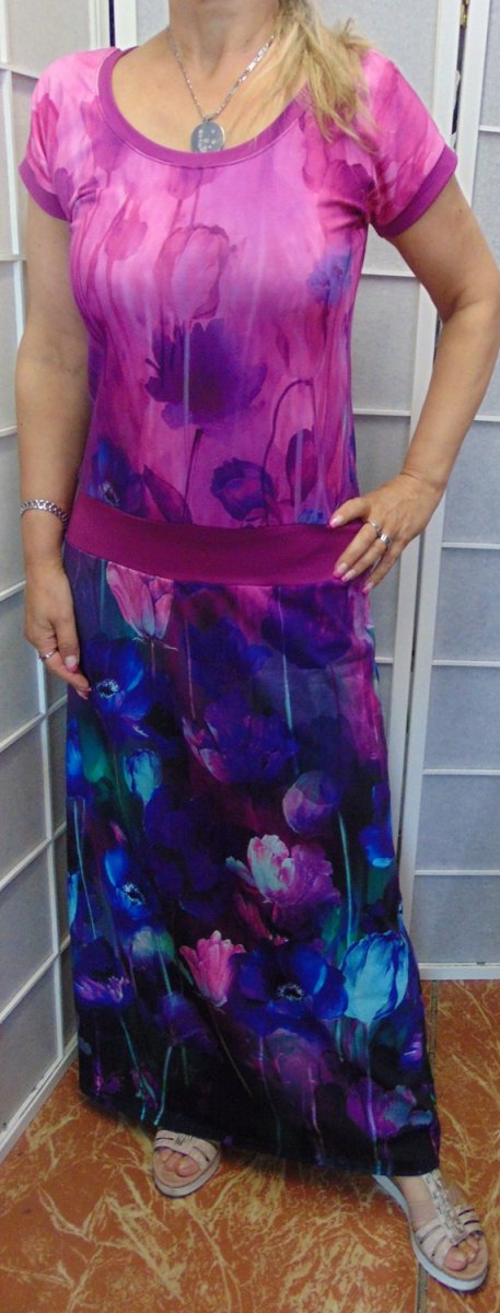 Dlouhé šaty - tulipány (bavlna) - POSLEDNÍ KUS!