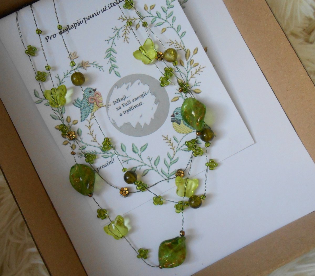 Pro učitelku - náhrdelník + stírací poděkování