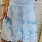 Půlkolová sukně - bílé květy S - XXL
