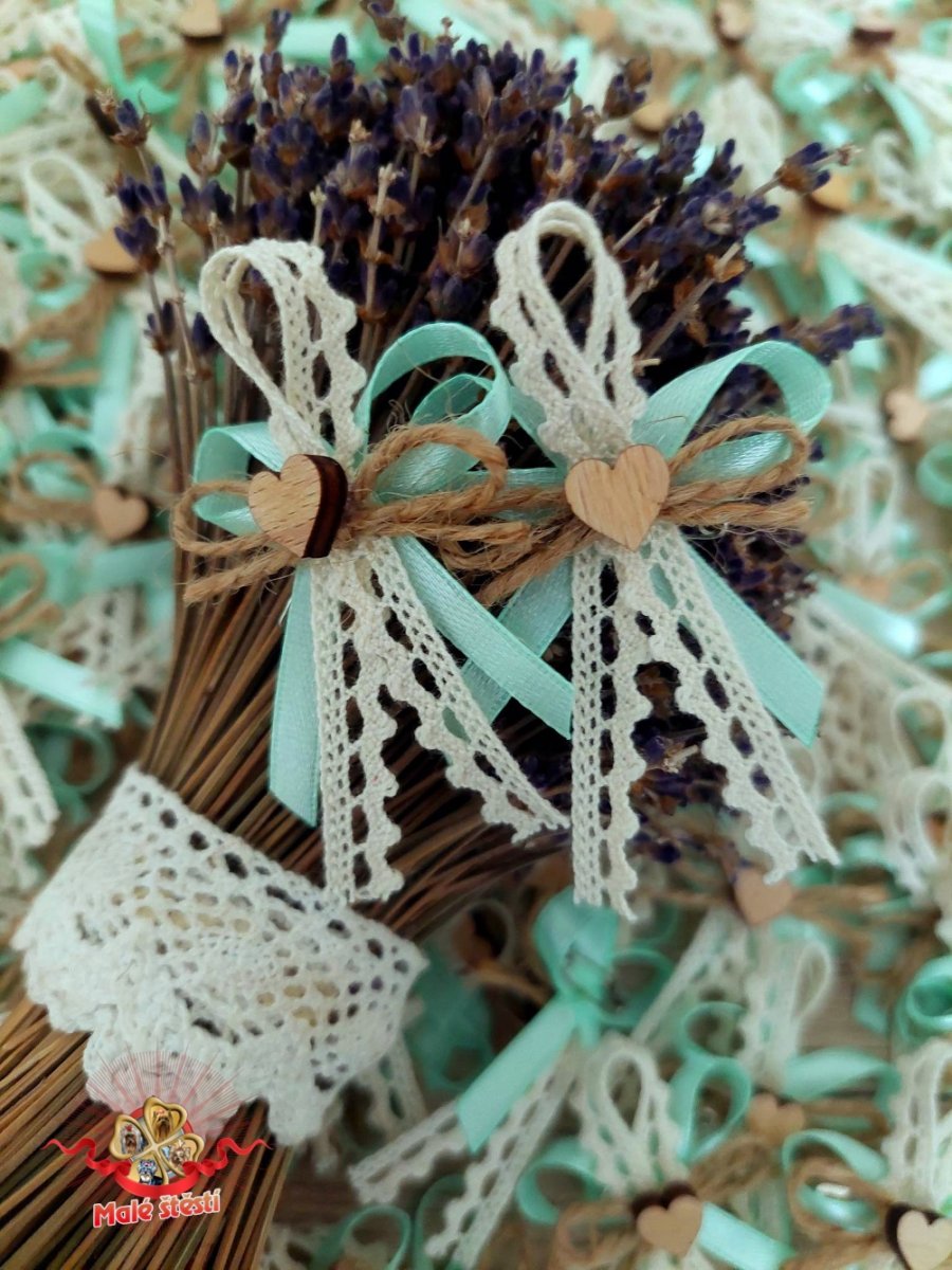 Vývazek rustikální mint (mátový) s béžovou krajkou