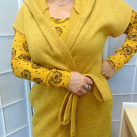 Dlouhá vesta s páskem - barva hořčicová S - XXL