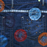 Denim sukně mini barevné kruhy