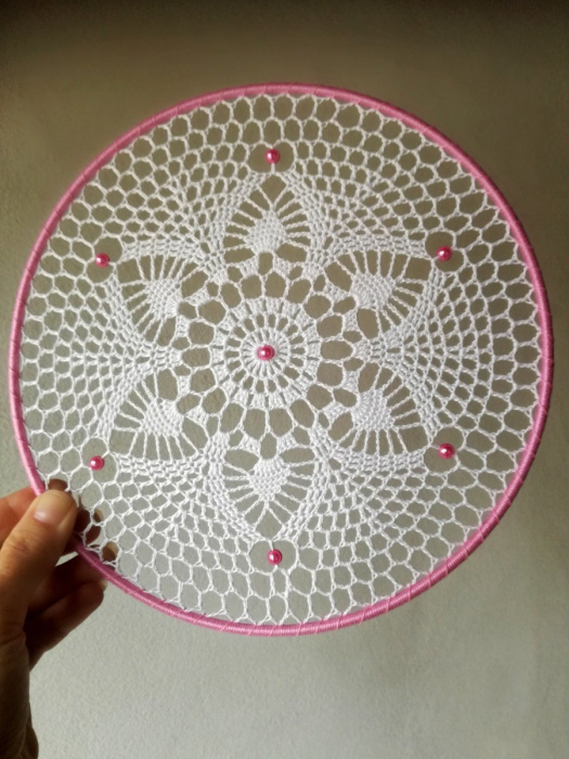 Krajka s korálky do kruhu 22 cm - bez kruhu 
