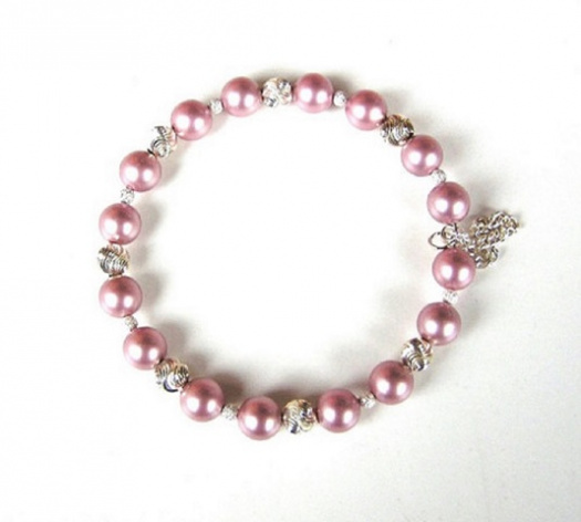 Růžové perly Swarovski se stříbrem