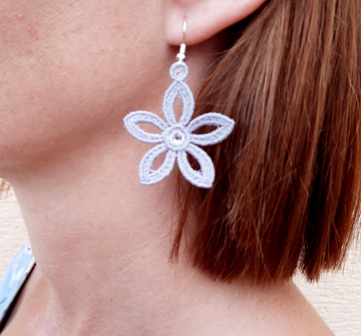 Dámske Vyšívané Krajkové Náušnice Dara Stříbrné