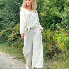 Volné kalhoty - lněné béžové