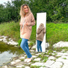 Béžová dlouhá mikina s kapucí