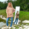 Béžová dlouhá mikina s kapucí