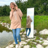 Béžová dlouhá mikina s kapucí