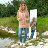 Béžová dlouhá mikina s kapucí