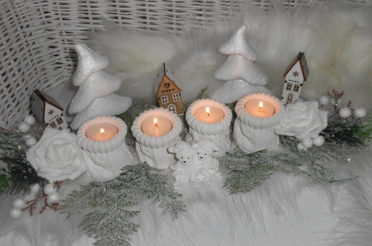 Adventní svícen - bílé Vánoce