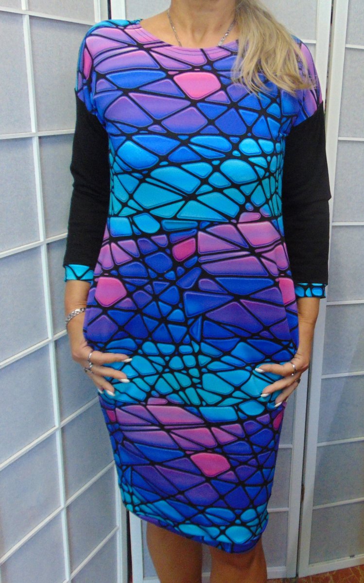 Šaty s kapsami - mozaika (teplákovina)