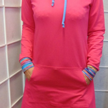 Mikinové šaty s kapucí - růžové S - XXXL