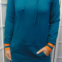 Mikinové šaty s kapucí - petrolejové, velikost M - SLEVA 30%