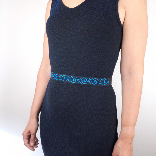 Vyšívaný Opasek ke Společenským Šatům Lisa Modrý