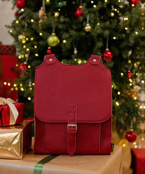 Kožený batoh - barva červená